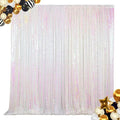 ShinyBeauty 7FTX7FT Iridescent White Sequin Backdrop | Glitter Wedding Photo by ShinyBeauty