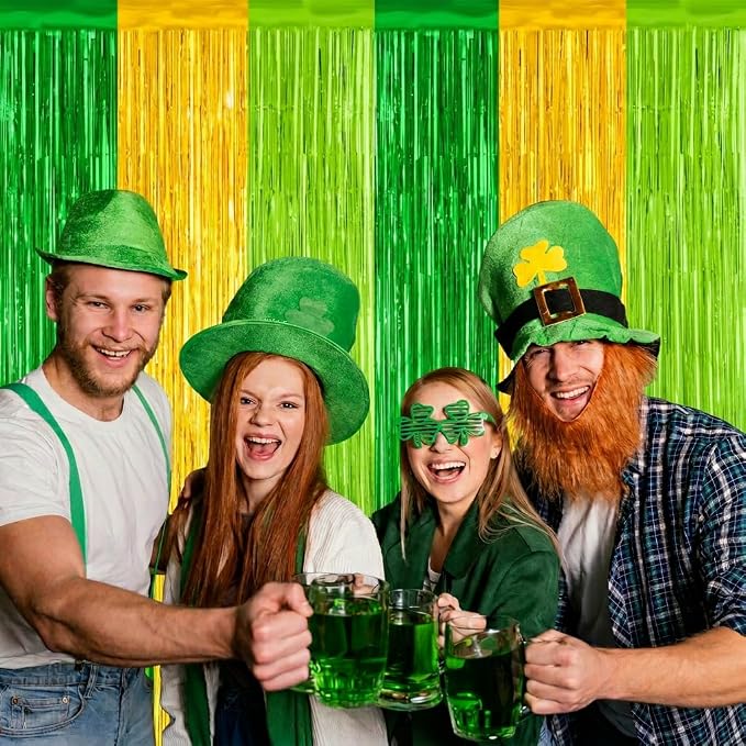 Green Gold Light Gold Fringe Curtain Party Streamers 2Pack 3.3 x 8.3 Ft Foil - Image 4