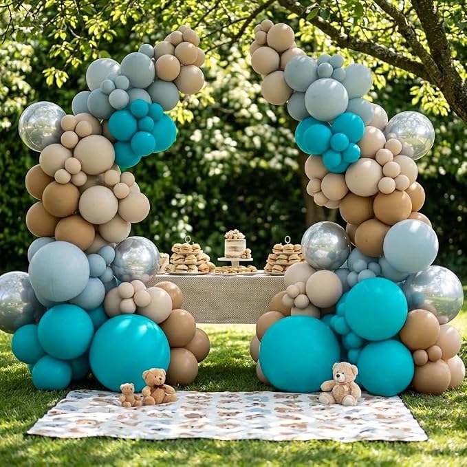 Teal Balloons Turquiose Double Stuffed Balloon Garland Arch Kit Latex Different - Image 5