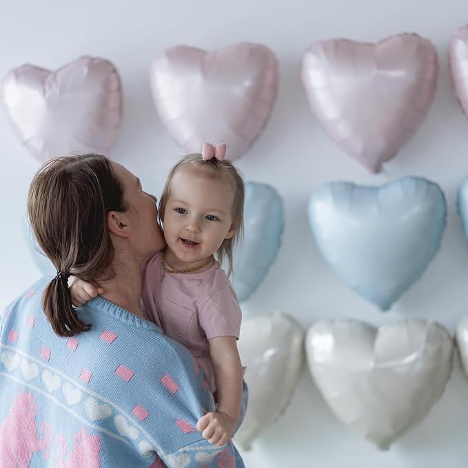 Baby Pink Heart Balloon, 18inch Pastel Pink Heart Shape Balloons Helium - Image 5