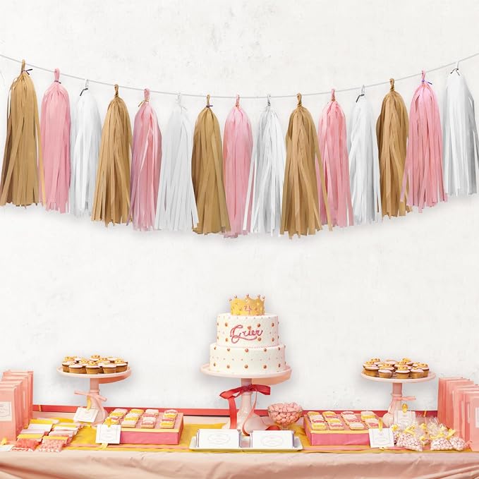 Pink Tassel Garland for Baby Shower Birthday Party Decorations - Image 6