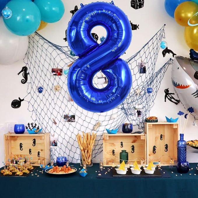 TONIFUL 40 Inch Navy Blue Number 8 Balloons Large Foil 8th Birthday Decor | - Image 3