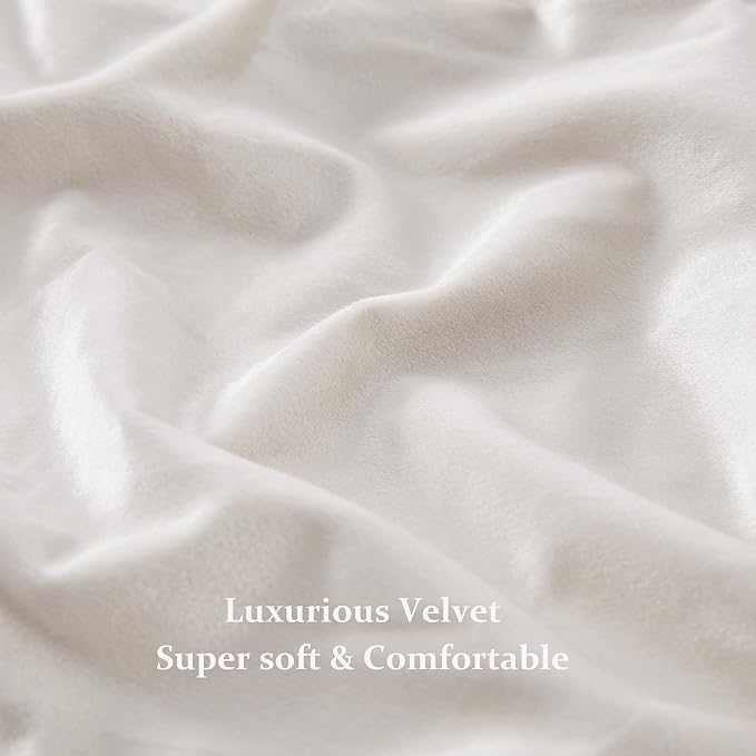 BULBUL Luxury Cream Iovry Velvet 96 inch Curtains 2 Panels, Floor to Ceiling | - Image 5