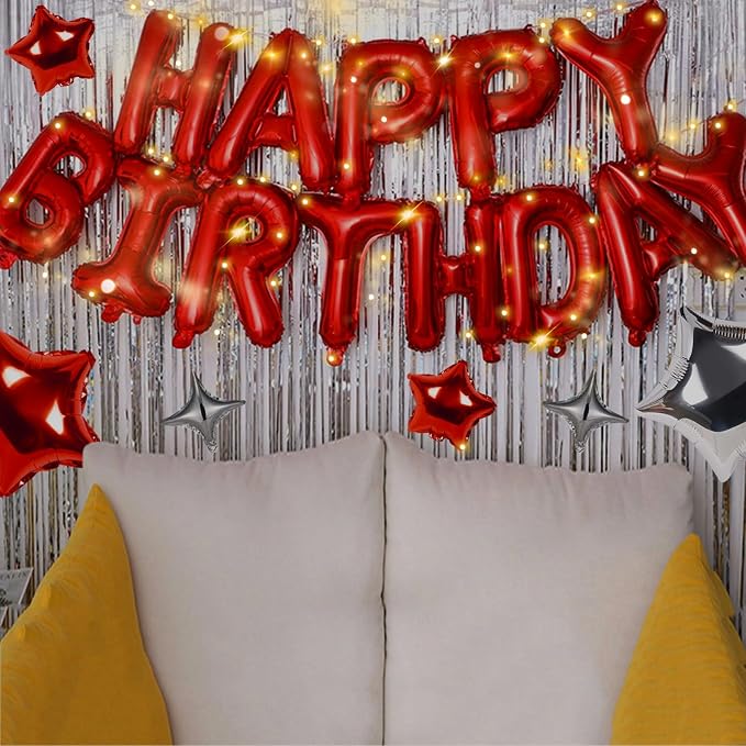 CANREVEL Happy Birthday Banner Decorations + Sign Balloons, - Image 5