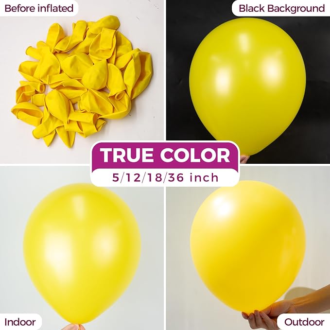 Bezente Yellow Balloons Latex Matte Party Balloons 150 Pack 5 inch Small | - Image 2