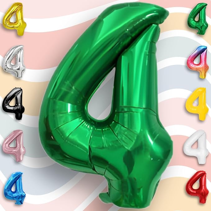 Green Number Balloon 4 Mylar Foil Balloons 16 inch - Image 3