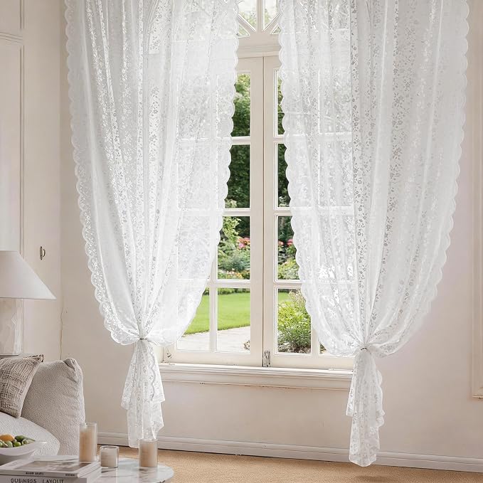 Anmao Vintage Lace Sheer Curtains 63 Inches Long - Image 7