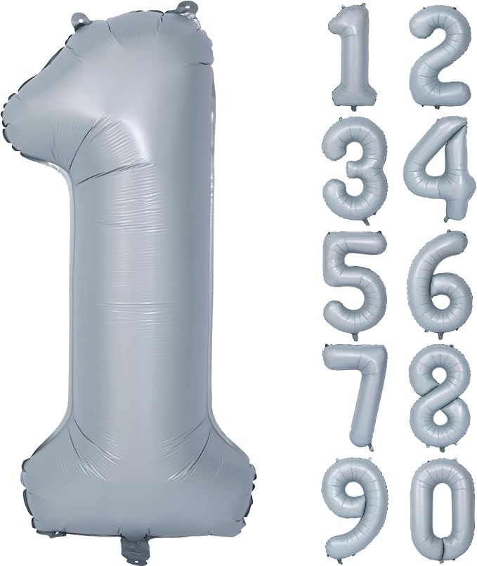 40 In Matte Gray Number 1 Balloons Helium Foil Mylar Balloon Digit 1 | by Exquisitehighqualitypartydecorationstomeetyoureveryneed%EF%BC%81