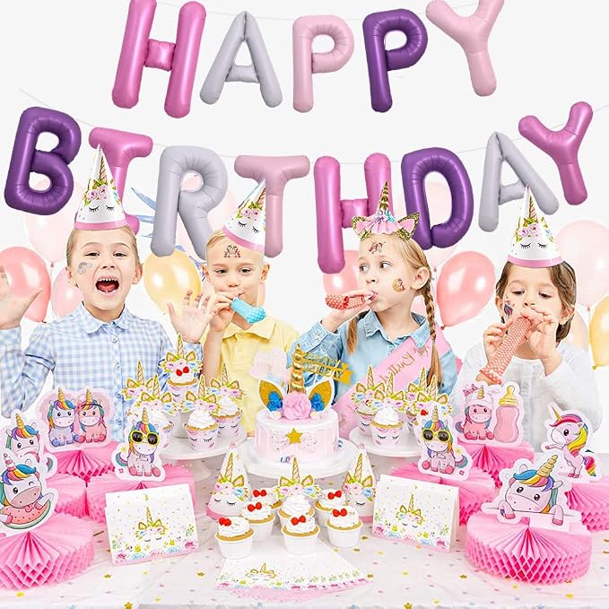 TONIFUL Purple and Pink Happy Birthday Balloon Banner Decorations - Image 6
