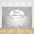 AIBIIN 7x5ft Happy Anniversary Backdrop Silver Dripping Glitter Crystals by AIBIIN