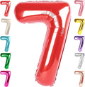 7 Balloon Numbers Birthday Decorations, 40In Red Balloons by Mluchee