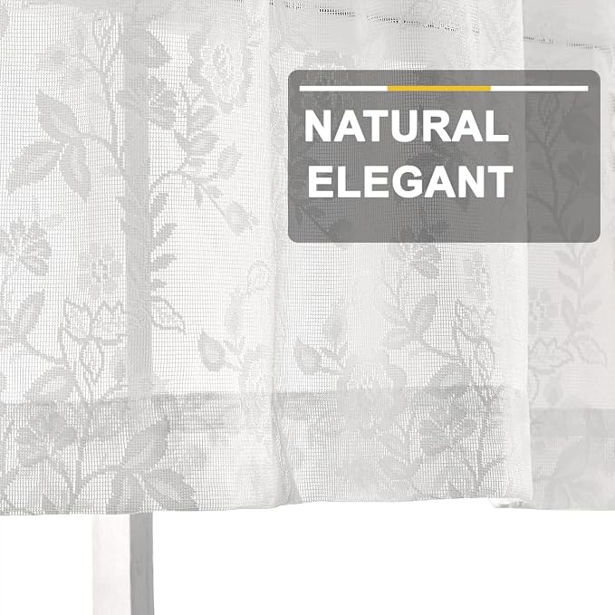 FINECITY White Floral Lace Valance Curtain - Image 5