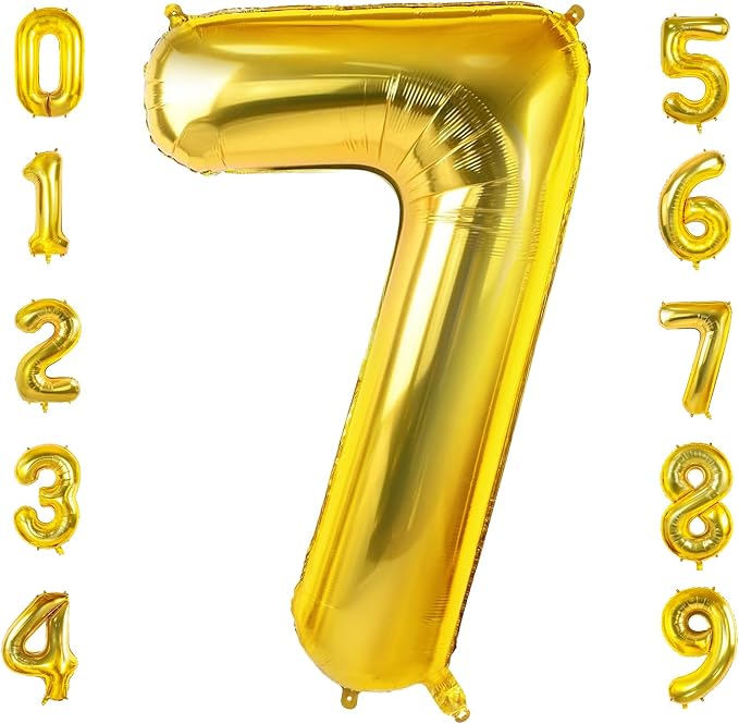 Number 7 Balloons for 7th Birthday Party Decorations, 0-100 Large No.7 Balloons by Joycard