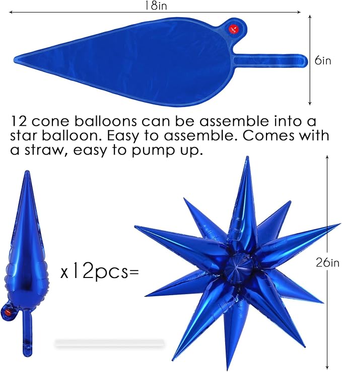 72 Pcs Star Balloons Foil Explosion Balloons Magic 12 Point Star Cone Balloon - Image 6