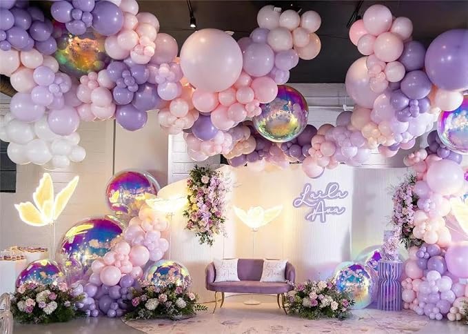 MEBAY Grey Violet Maca Purple Silver Balloons Garland Arch Kit - Image 7
