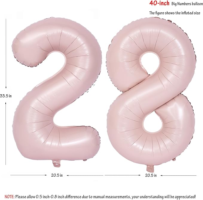 40 In Matte Pink Number Balloons Helium Foil Mylar Balloon Party Digital 28 | - Image 2