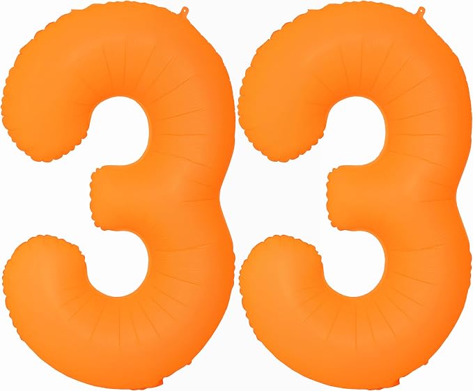 Orange Birthday Number 33 Balloon 40IN Fluorescent Orange 33 Balloon | by YOIOZAIZAI