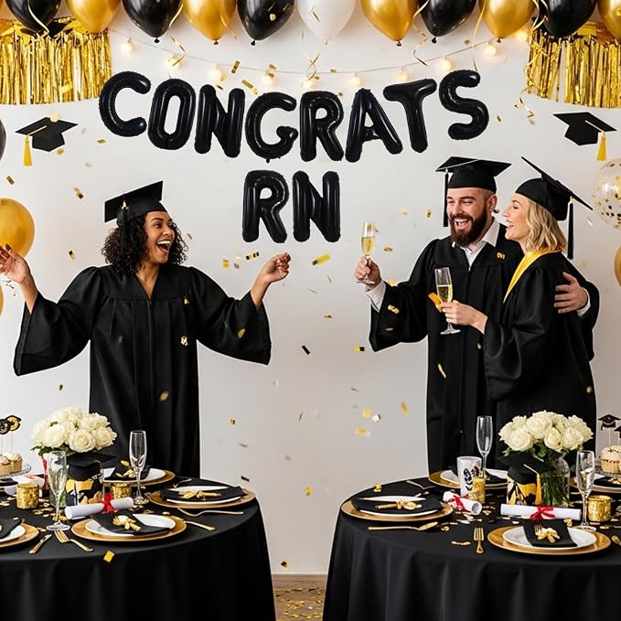 TONIFUL 2026 Nurse Graduation Decorations Black Congrats RN 2026 Balloons 16 - Image 6