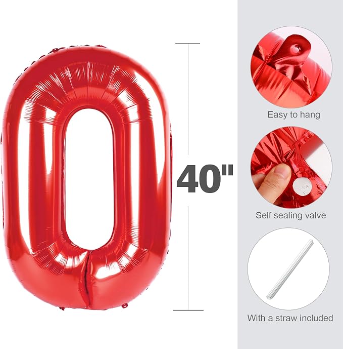 Number Balloons 9 Balloon Red for 9th Birthday Party Decorations, 40 inch | - Image 5