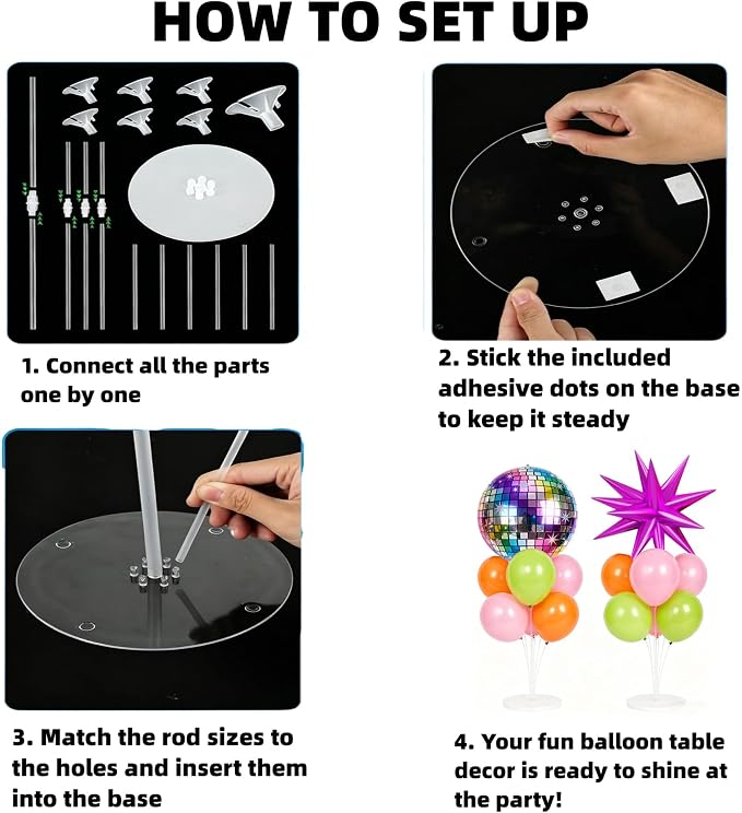Disco Ball Table Centerpiece Balloons Stand Kit- 2 Sets Balloon Centerpieces - Image 7