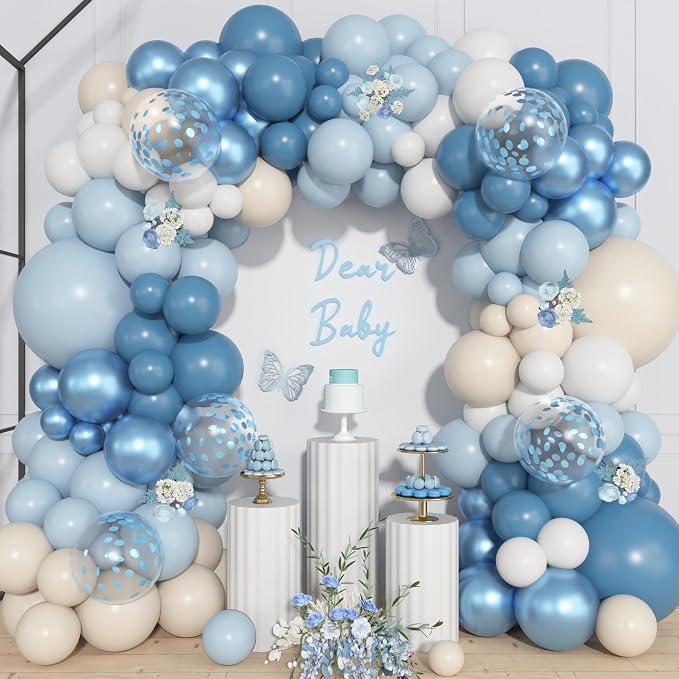 157Pcs Dusty Blue Balloons Garland Arch Kit Different Size | Baby Light by OUDDYLIFE