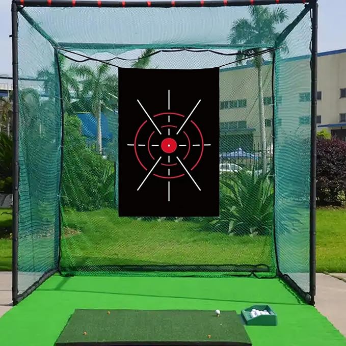 Hitting Net Golf Target Cloth Hanging Circle Backstop Swing Black Portable for Indoor Backyard Practice Golfer Accessories