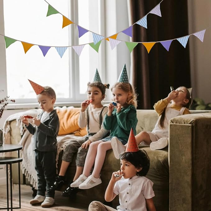 2Pcs Triangle Bunting Flag No-DIY Cotton Fabric Garland Reusable Party Banner - Image 4
