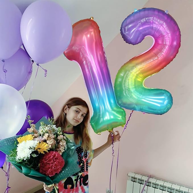 40 Inch Rainbow Number Balloon 2, Large Number Foil Balloons Mylar - Image 3