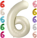 6 Balloon Numbers Birthday Decorations, 40In Cream Balloons by Mluchee
