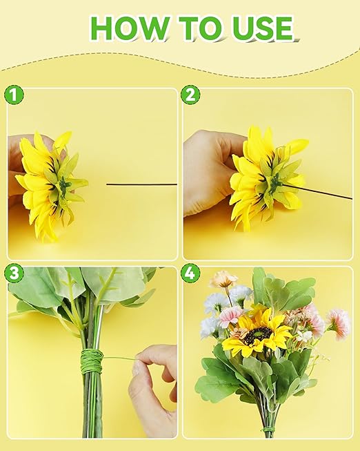 100 PCS FIVEIZERO 18 Gauge Brown Floral Wire Stems for Artificial Flower Making,Florist Wire,Flower Wires for Crafts,Alambre para Flores for Wreaths, Flower Arrangements and DIY Projects