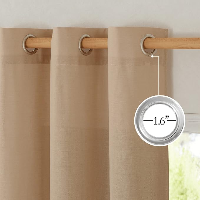NICETOWN Camel Linen Window Curtains 84 inches Long, Grommet Thick Flax - Image 3