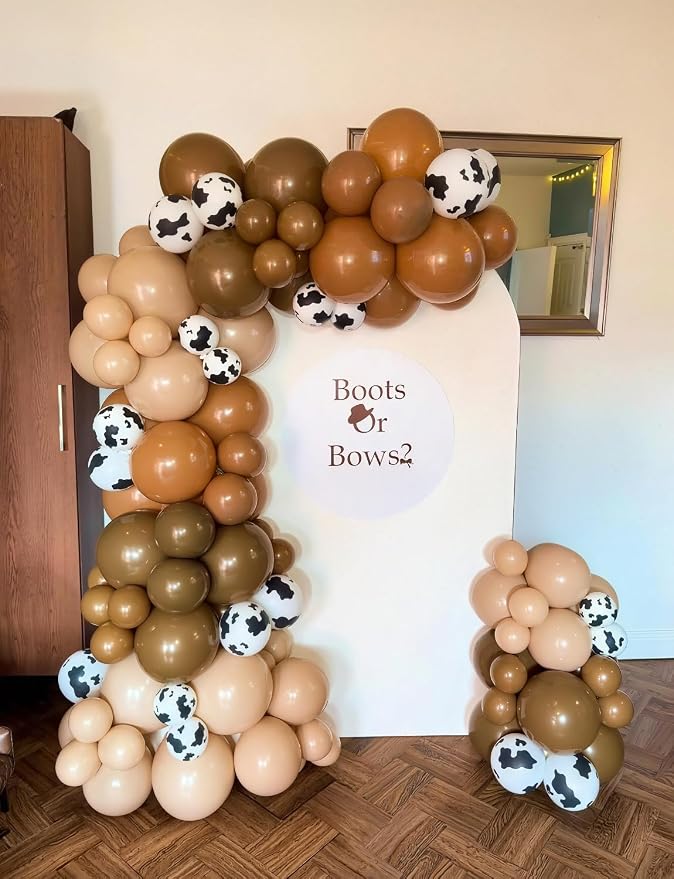 Western Cow Print Balloon Arch Kit, Cowboy Party Decorations | 134 Pcs Brown - Image 3