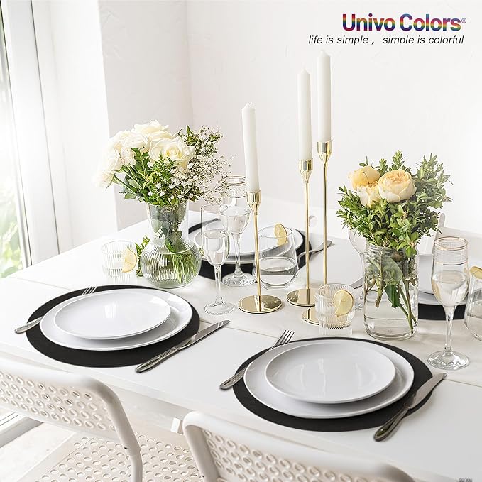 UnivoColors Placemats Round Faux Leather Placemats Set of 4-Waterproof-Wipe - Image 9