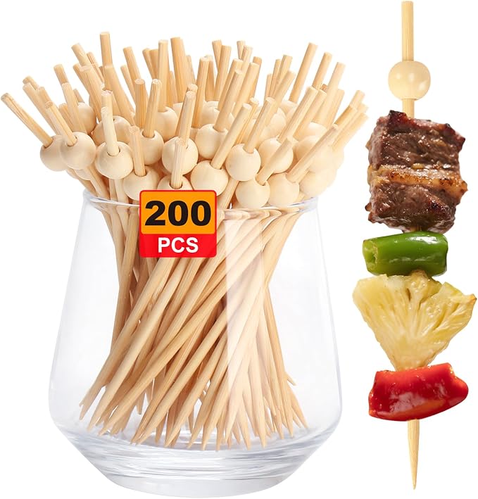 FATLODA 200PCS Cocktail Picks, Natural Fancy Toothpicks by FATLODA