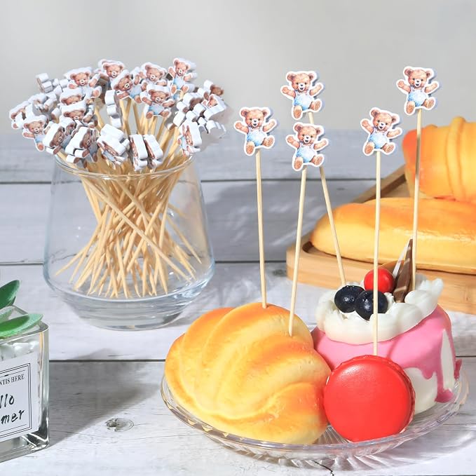 100Pcs Bear Theme Cocktail Picks We Can Bearly Wait Baby Shower Decor Long - Image 5