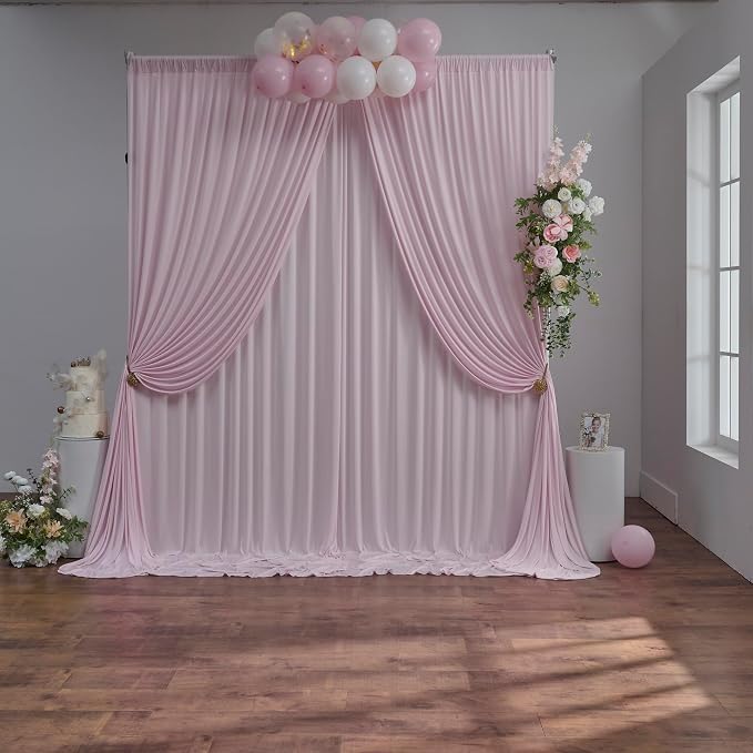 10 ft x 30 ft Baby Pink Backdrop Curtains - Image 4