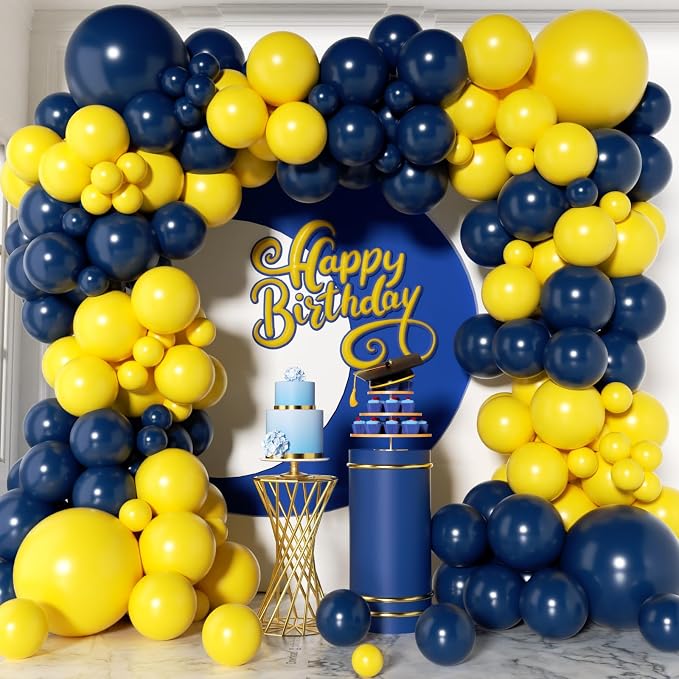 144Pcs Blue and Yellow Balloons Garland Arch Kit by Unknown