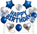 27 Pcs Blue Silver Birthday Decorations, 3D Letters Blue Happy Birthday Balloon by WEIKA