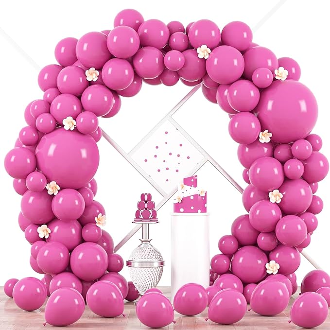 Voircoloria 90pcs Retro Hot Pink Balloons Arch Kit, 18 12 10 5 Inch | by Voircoloria