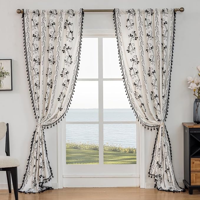 F-CHU Farmhouse Floral Curtains 84 Inch Length - Image 5