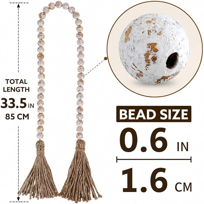 IMIKEYA Wooden Beads Garland: Farmhouse Wood Bead Garland - Image 4