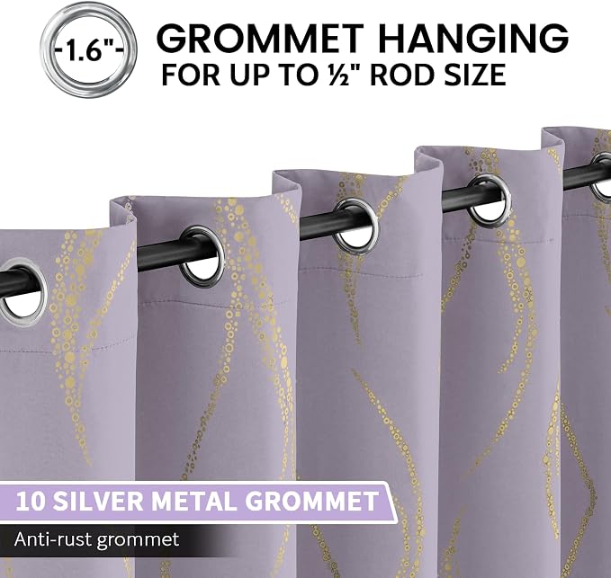 Yakamok Lilac Light Blocking Curtains - Image 3