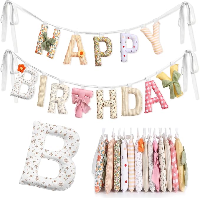 Pre-strung Happy Birthday Banner Sign Reusable Felt Happy Birthday Garland by Unknown