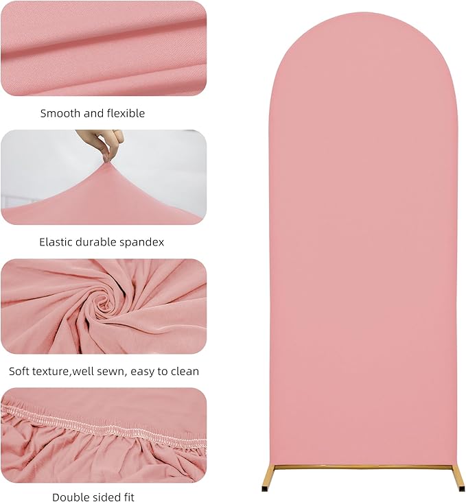 Wedding Arch Cover Spandex Arch Backdrop Cover (7.2FT,6.6FT,6FT) Set of 3 Arch Stand Cover Arch Covers Stretchy Backdrop for Wedding Birthday Party Decoration Baby Shower (Pink)
