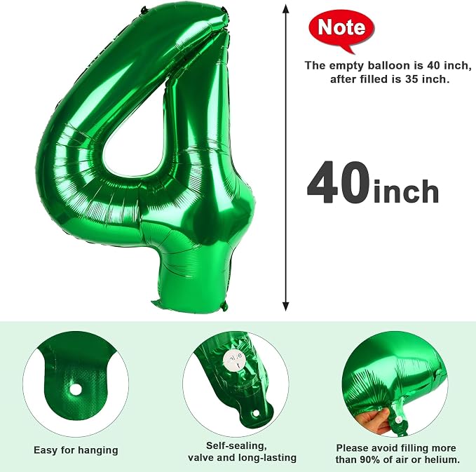 4 Balloon Numbers Party Decorations, 40In Dark Green Balloons - Image 5