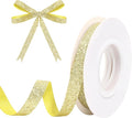 Gold Metallic Glitter Ribbon for Gift Wrapping 3/8in x 10Yds | Cheer Sparkle by HISWAN