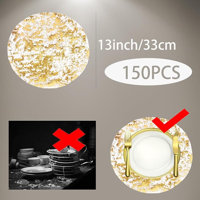 150PCS Gold Foil Placemats Disposable - Image 3