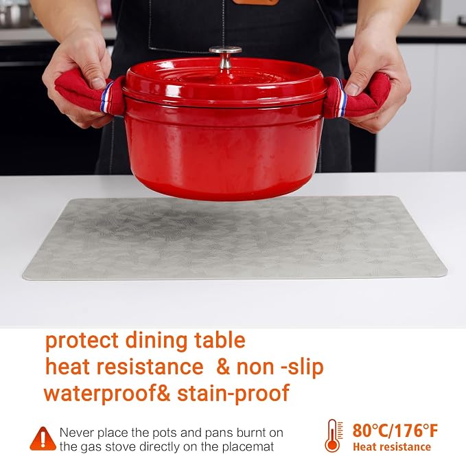 Vinyl Placemats Set of 12 Heat Resistant Easy Clean Non-Slip Place Mats - Image 4
