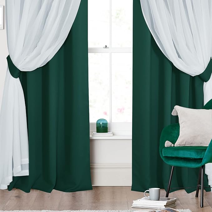 PONY DANCE Bedroom Curtains Blackout, 52 x 63 in, Hunter Green, 2 Panels | - Image 8