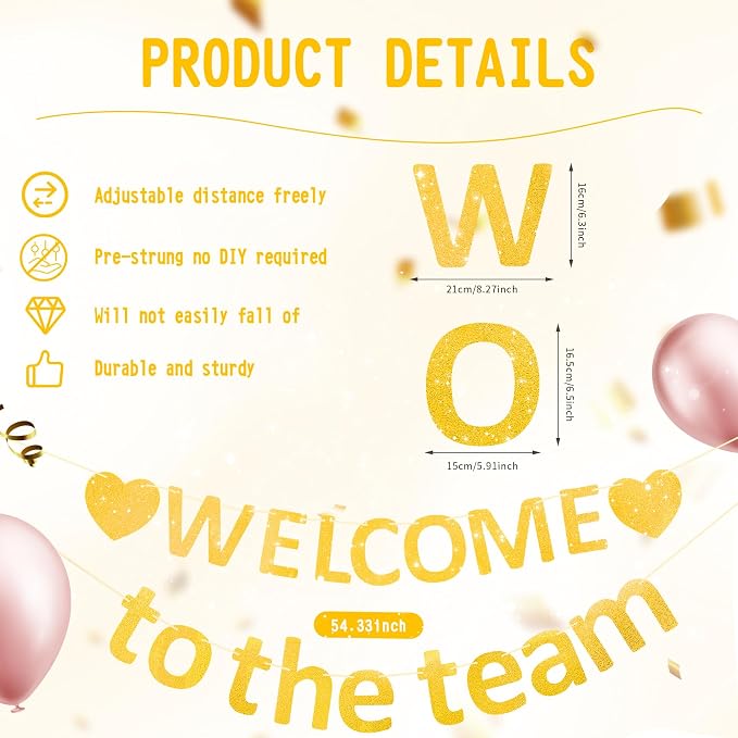 Pre-Strung Glitter Welcome to the Team Banner Welcome Banner Welcome Decorations - Image 3
